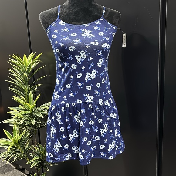 PLACE Spaghetti Strap, floral print, navy blue summer dress - Picture 6 of 10